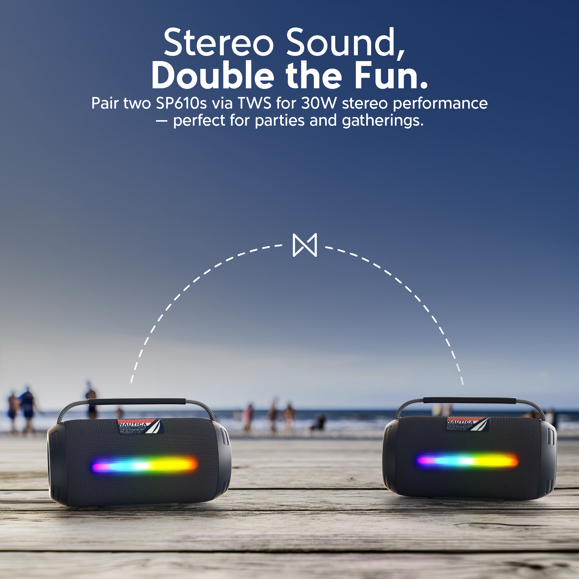 Stereo Sound, Double the Fun.

Pair two SP610s via TWS for 30W stereo performance - perfect for parties and gatherings.