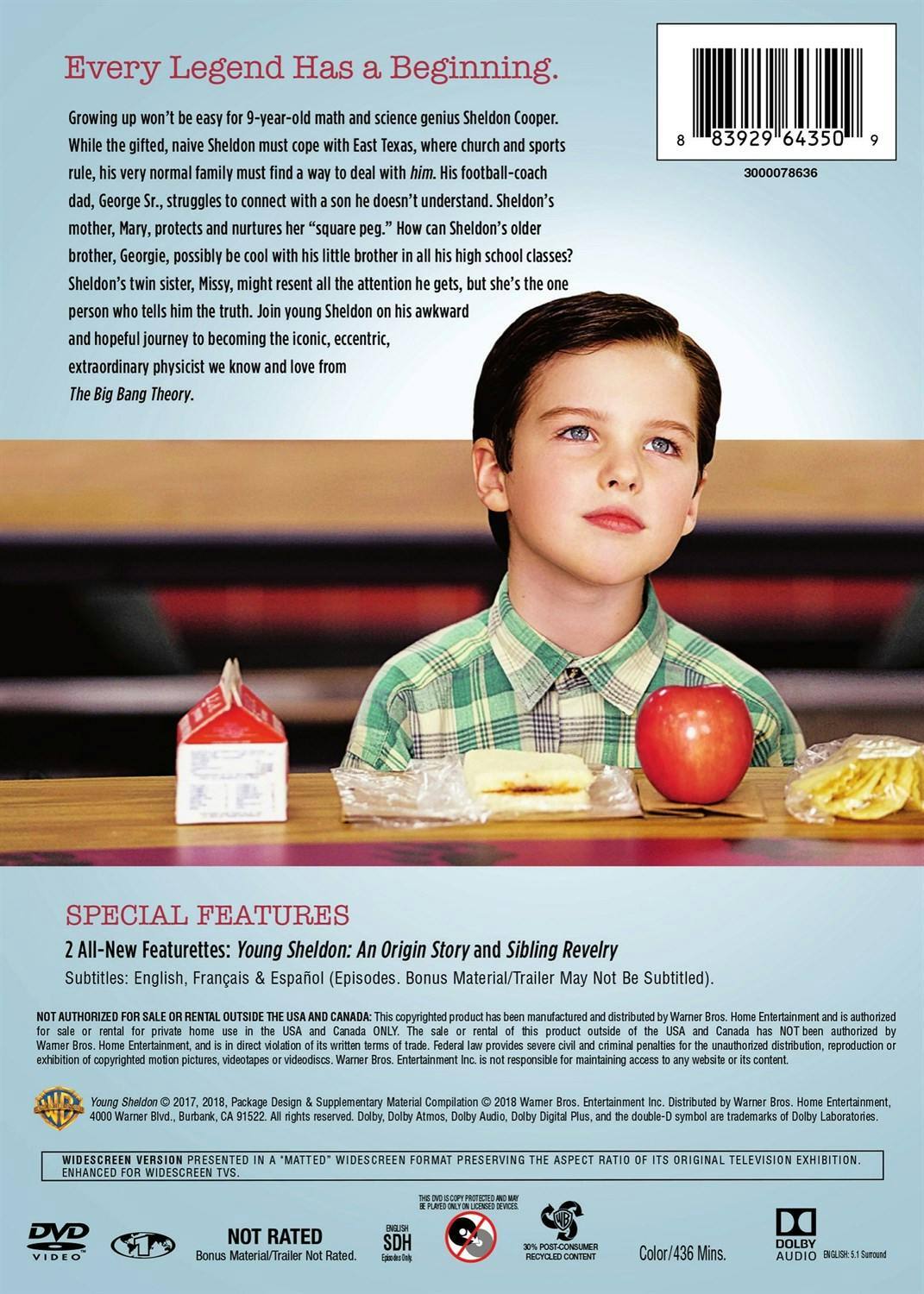 Back. Young Sheldon: The Complete First Season [DVD].