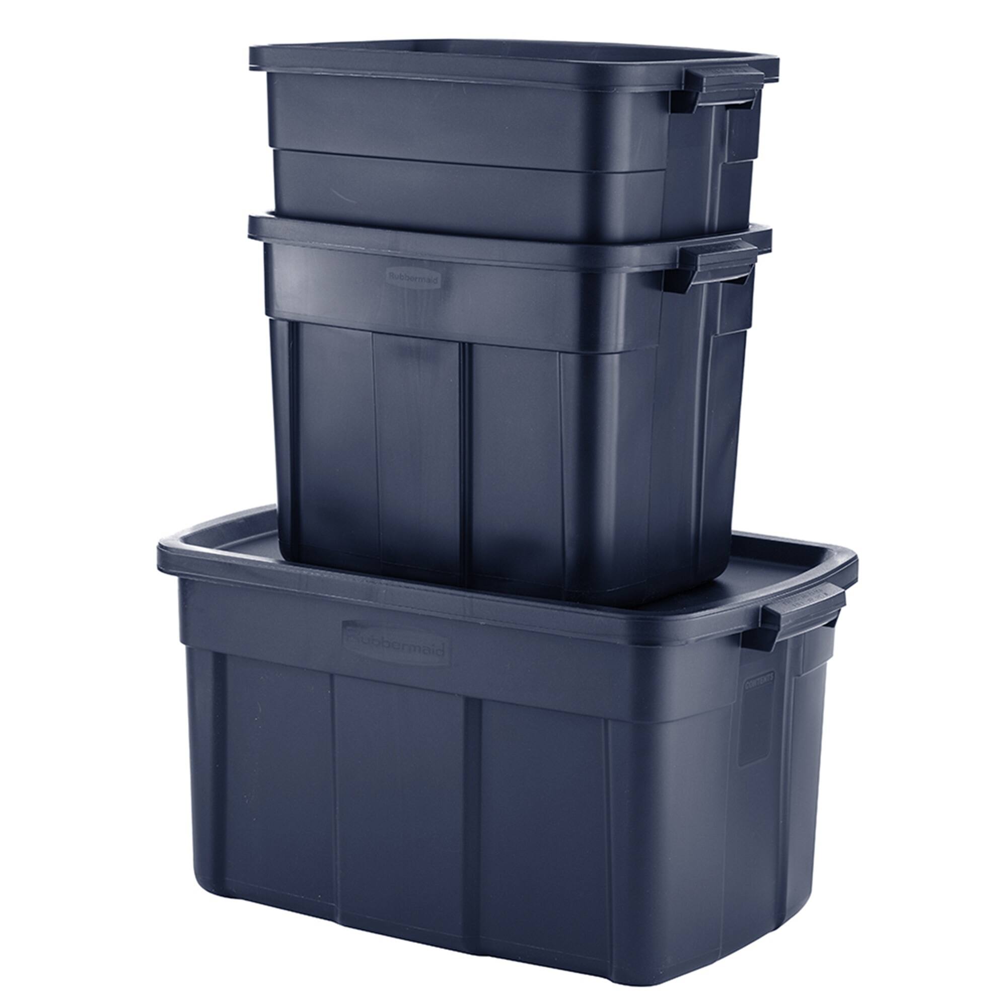 Alt View 1. RubberMaid - Rubbermaid 18 Gallon Stackable Storage Container, Dark Indigo Metallic (12 Pack).