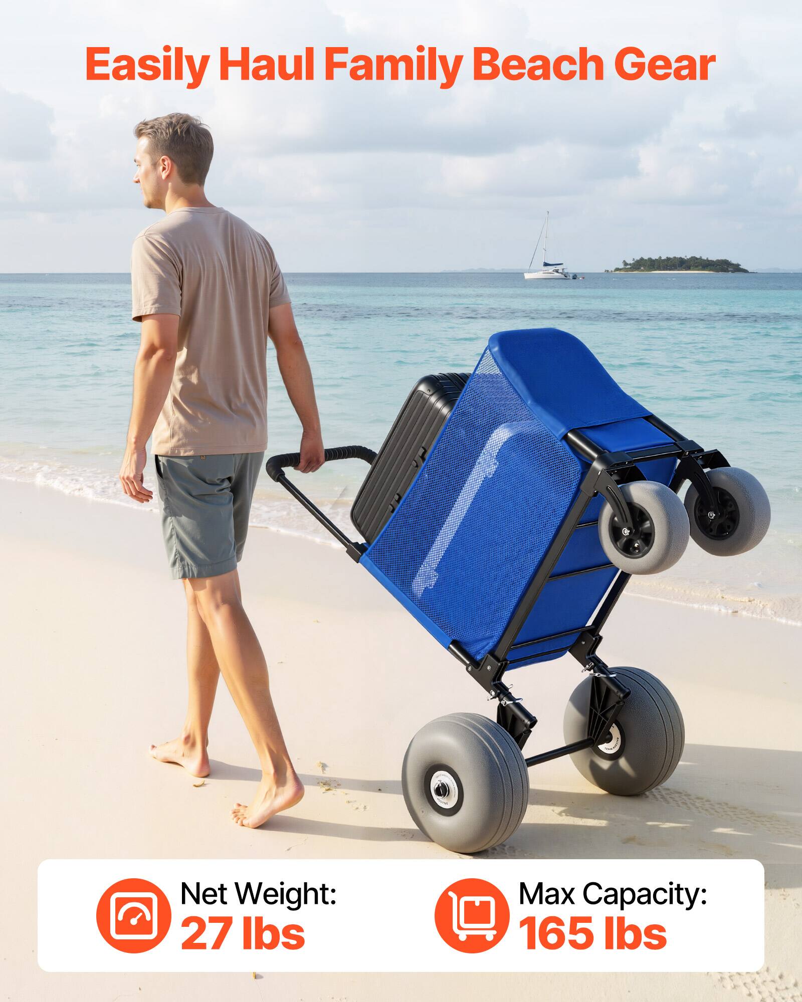 Easily Haul Family Beach Gear

Net Weight: 27 lbs

Max Capacity: 165 lbs