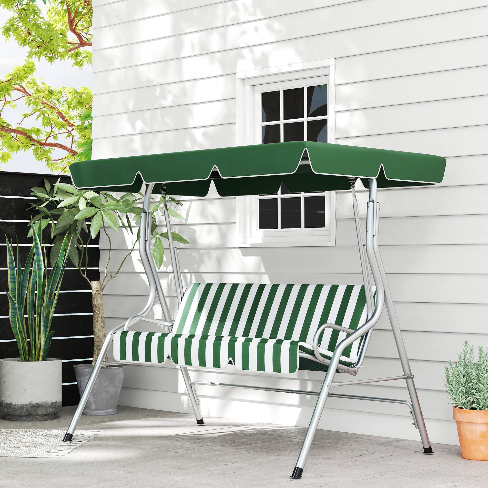 Angle. Outsunny - Outsunny 3-Person Porch Swing with Canopy Patio Swing Chair.