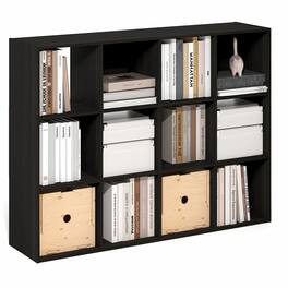 Furinno - PELLI 12-Cube Bookshelf, Book Shelf, Cube Storage Organizer Bookcase, for Living Room, Bedroom, Home Office - Espresso