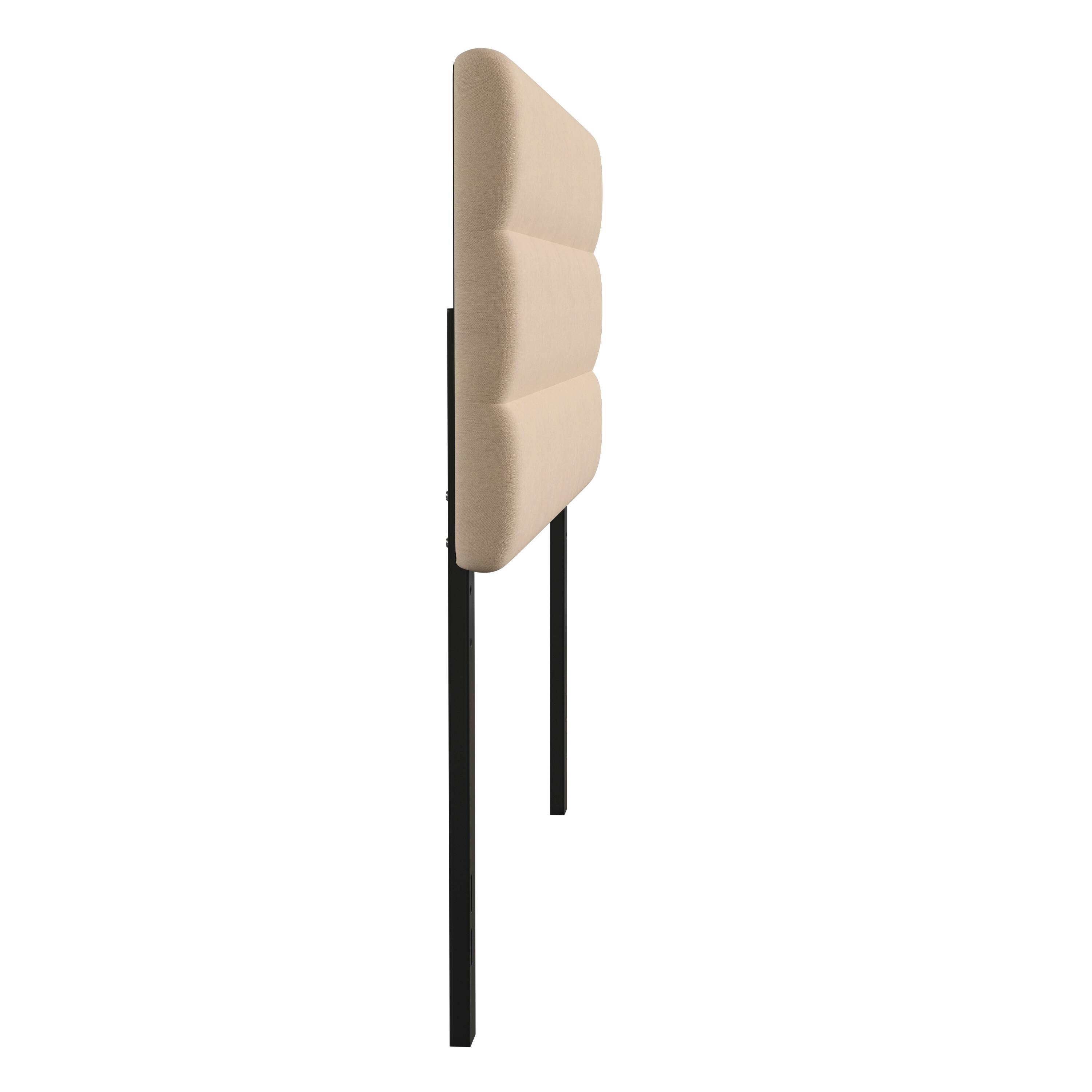 Alt View 8. Emma + Oliver - Gannon Modern Upholstered Headboard with Horizontal Line Stitching and Adjustable Height Rails - Cream.