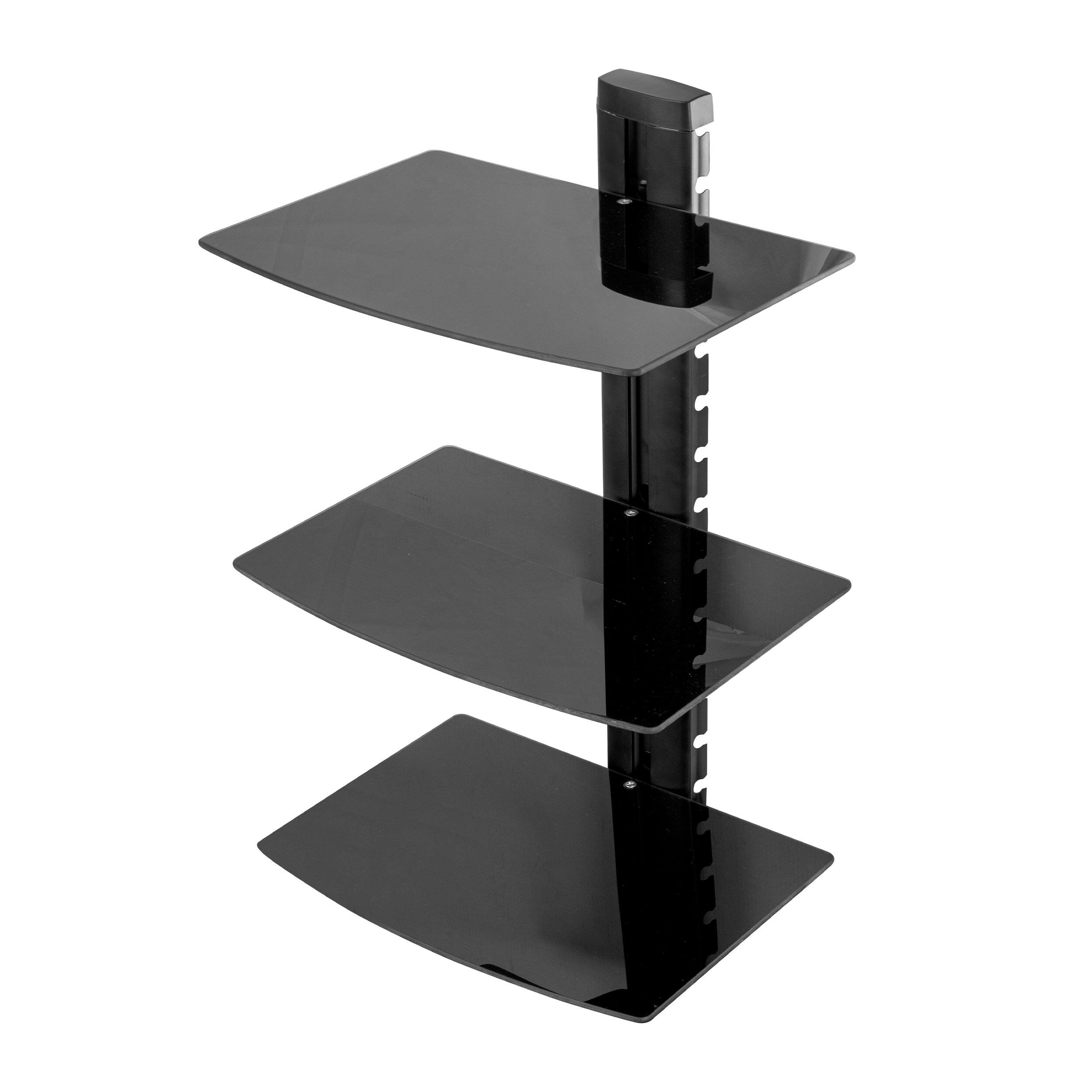 Alt View 1. MegaMounts - MegaMounts 3 Shelf Tempered Glass Multimedia Mounting Unit - Black.