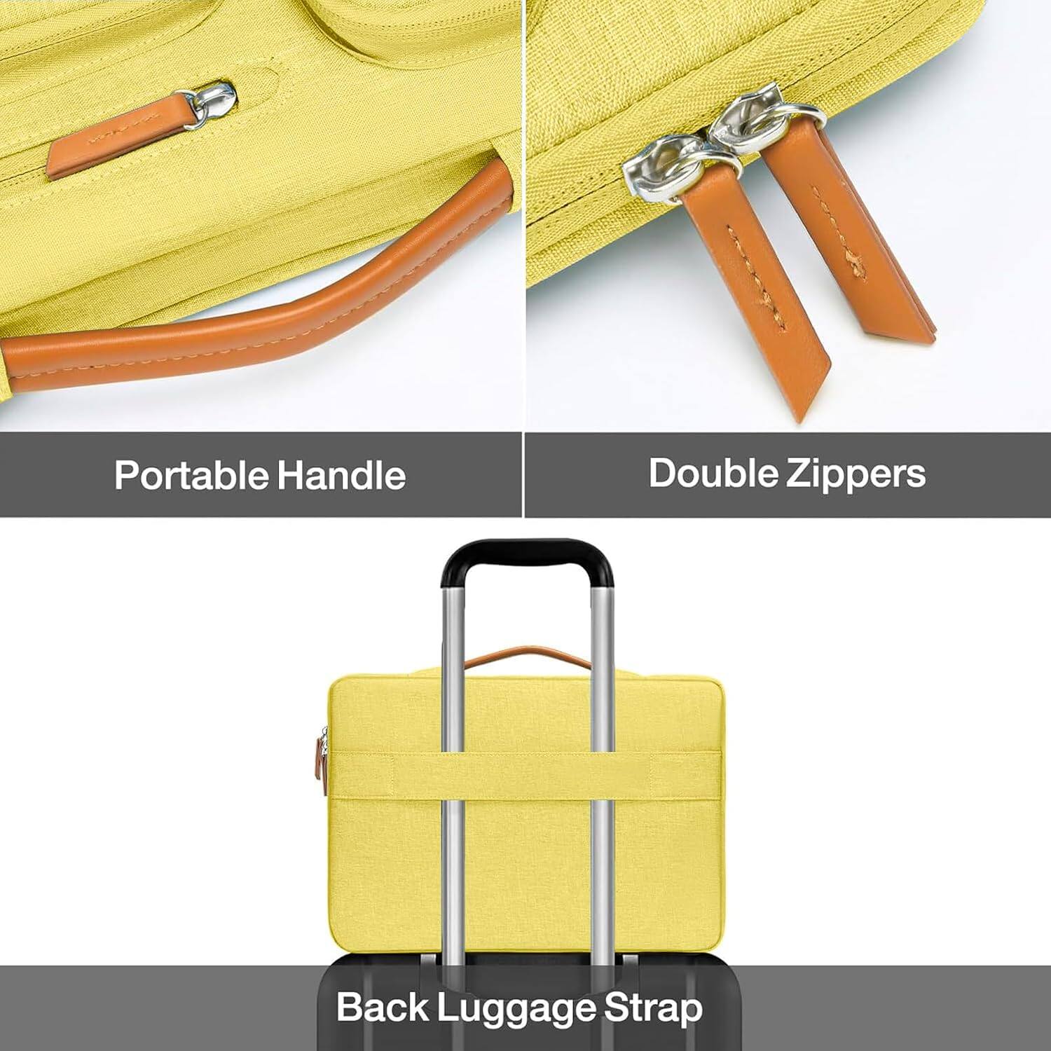 Portable Handle  
Double Zippers  
Back Luggage Strap