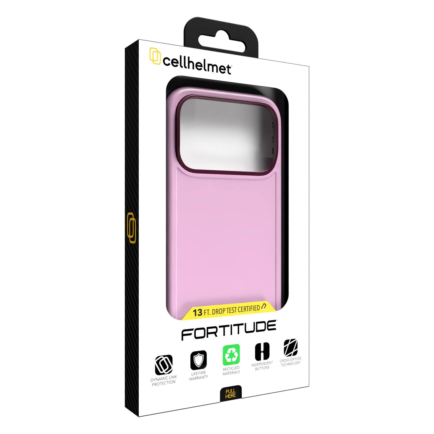 cellhelmet  
13 FT. DROP TEST CERTIFIED  
FORTITUDE  
INDEPENDENT BUTTONS  
CROSS-DRYUSE TECHNOLOGY  
RECYCLED MATERIALS  
LIFETIME WARRANTY  
DYNAMIC LINK PROTECTION  
PULL HERE