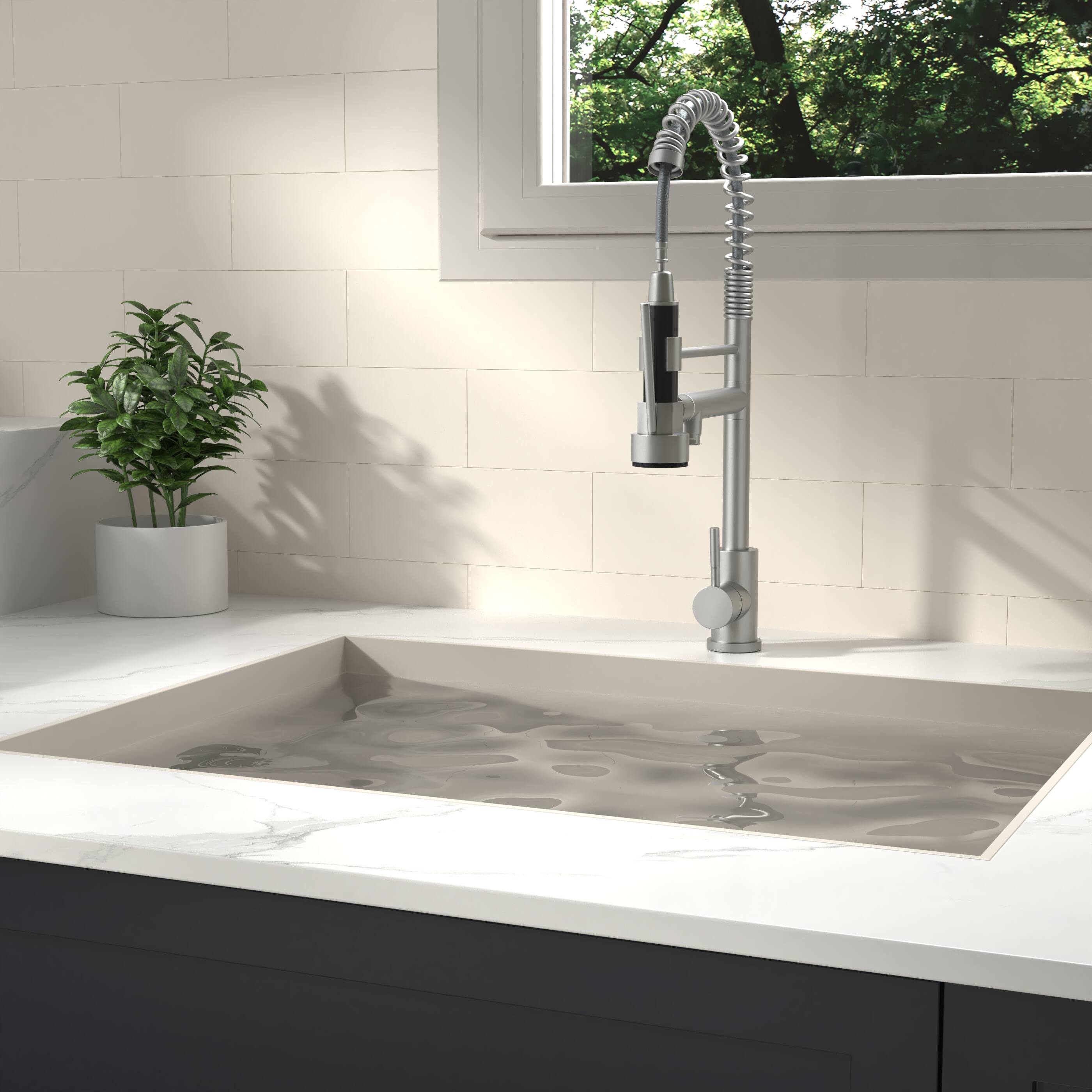 Bothwa Home KF YQ605 BN 19 Inch Enzoh Kitchen Faucet in Brushed