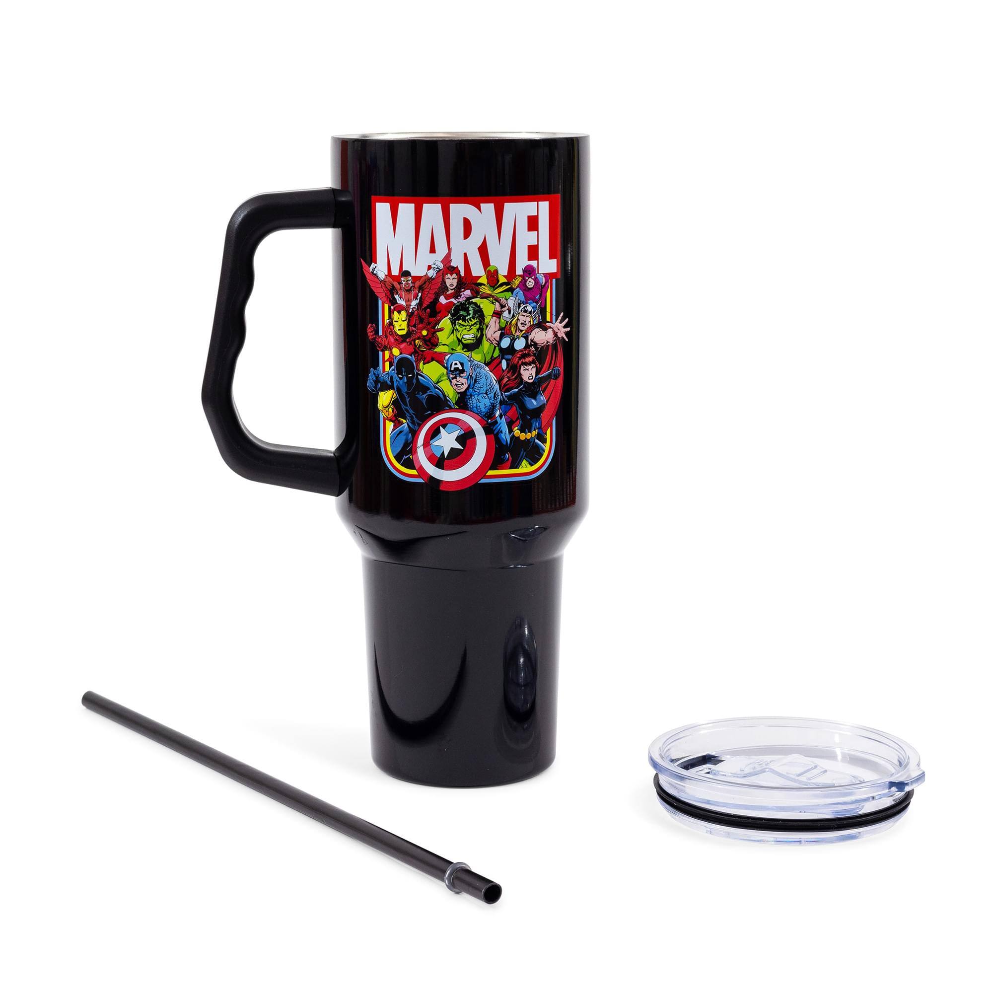 Alt View 10. Marvel - Marvel Comics The Avengers 40-Ounce Black Stainless Steel Tumbler With Handle - Black.