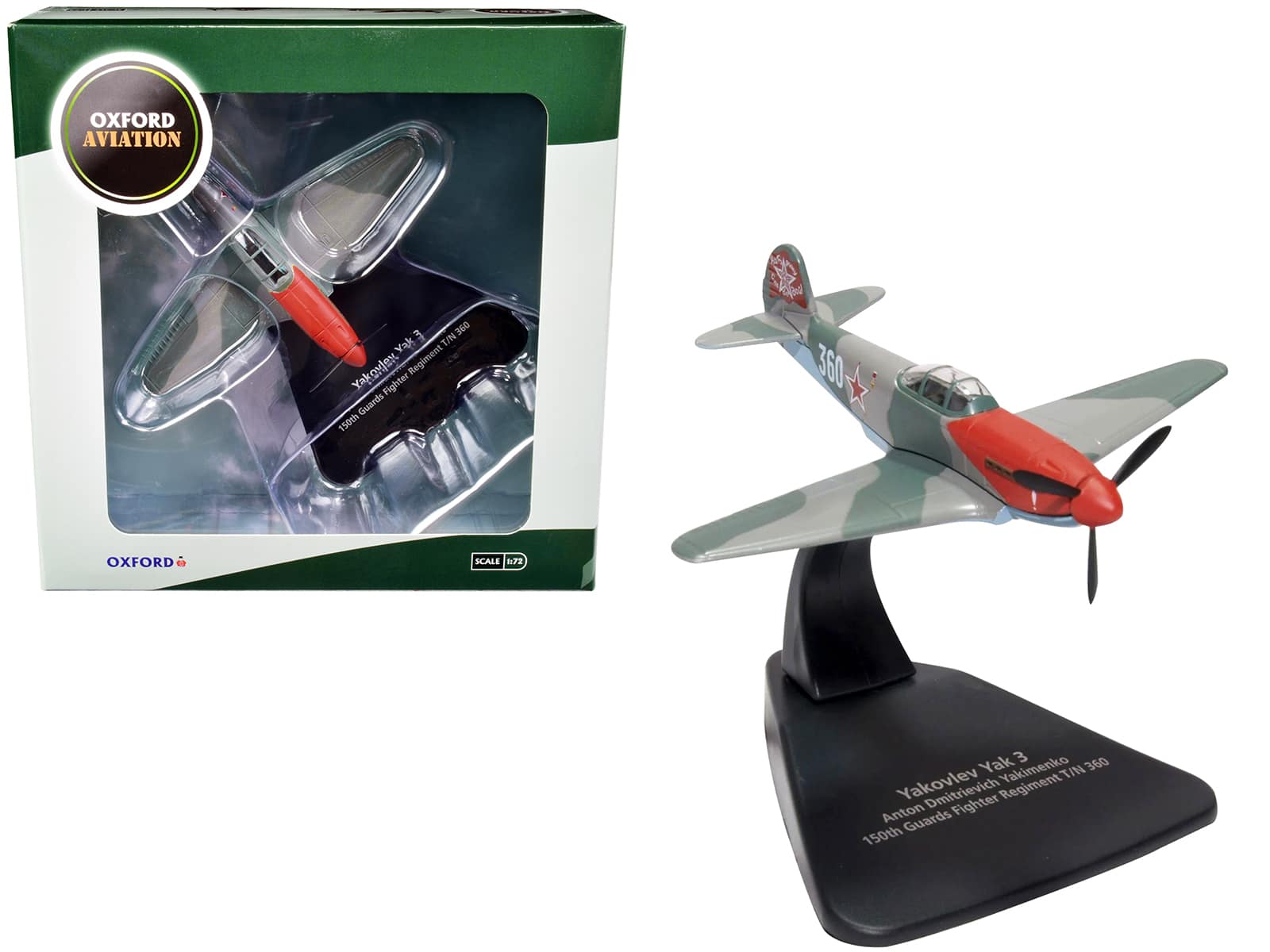 "Yakovlev Yak 3 Fighter Aircraft ""150th Guards Regiment T/N 360"" USSR 1/72 Diecast Model Airplane by Oxford Diecast" price history on PriceWatchPro