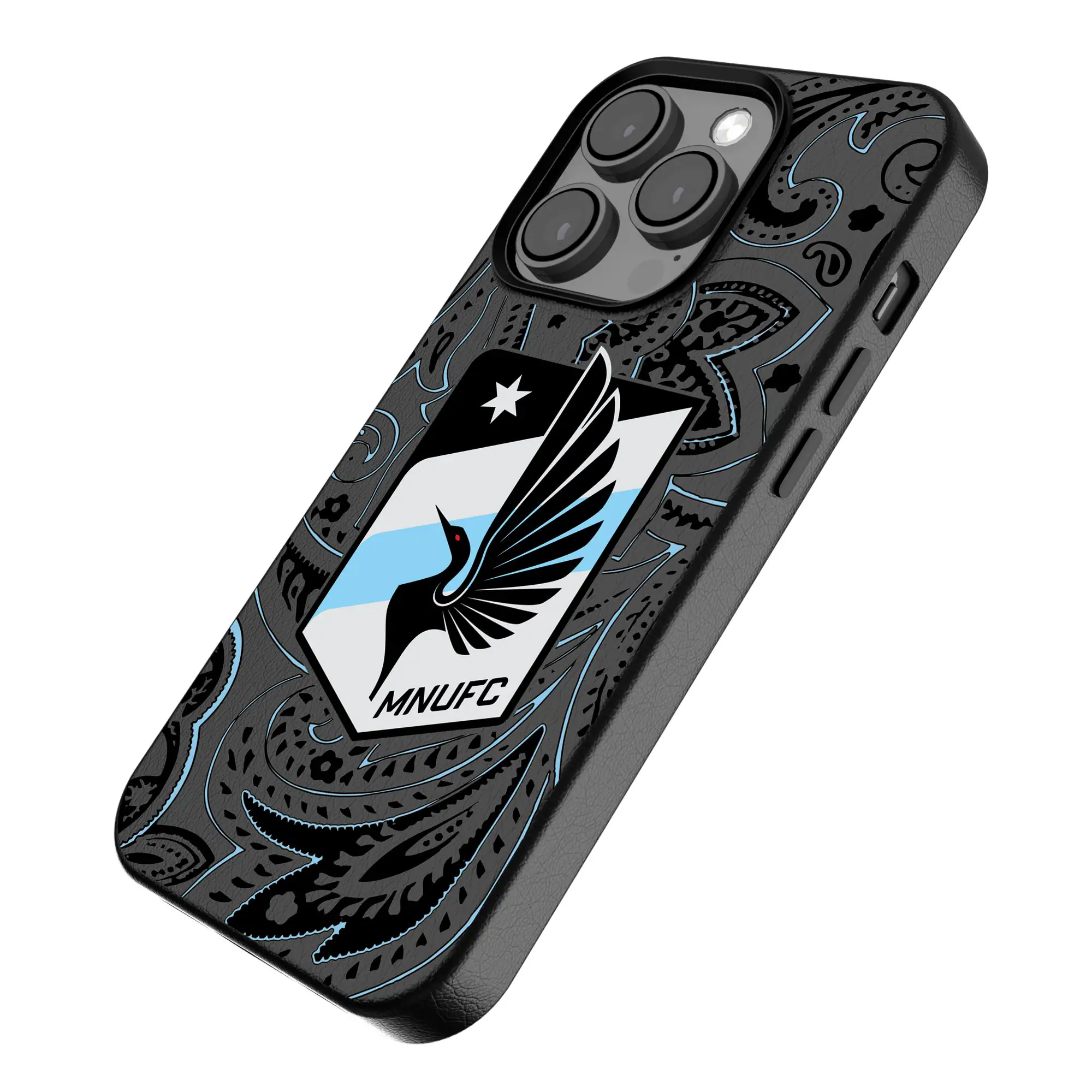 Alt View 1. Keyscaper - Black Minnesota United FC iPhone Magnetic Bump Case - 16 Pro Max - Black.