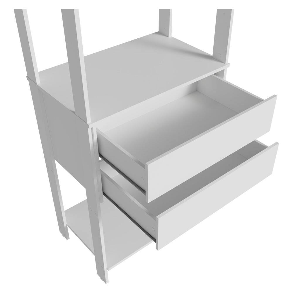Alt View 5. Madesa - Madesa Wardrobe Clothes Storage Rack with 2 Drawers and Hanging Space 27"L - White - White.