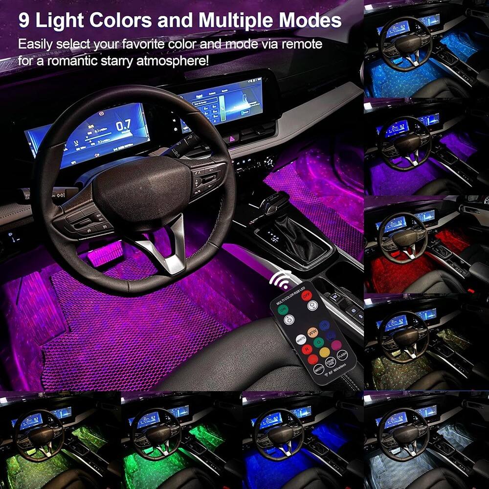 9 Light Colors and Multiple Modes  
Easily select your favorite color and mode via remote for a romantic starry atmosphere!