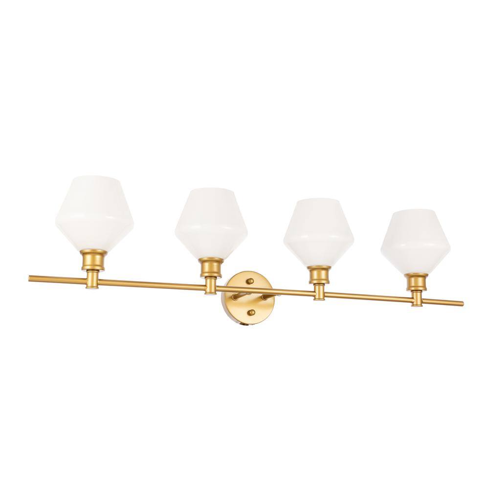 Alt View 6. Living District - Gene 4 light Brass and Frosted white glass Wall sconce - Brass And Frosted White Glass.