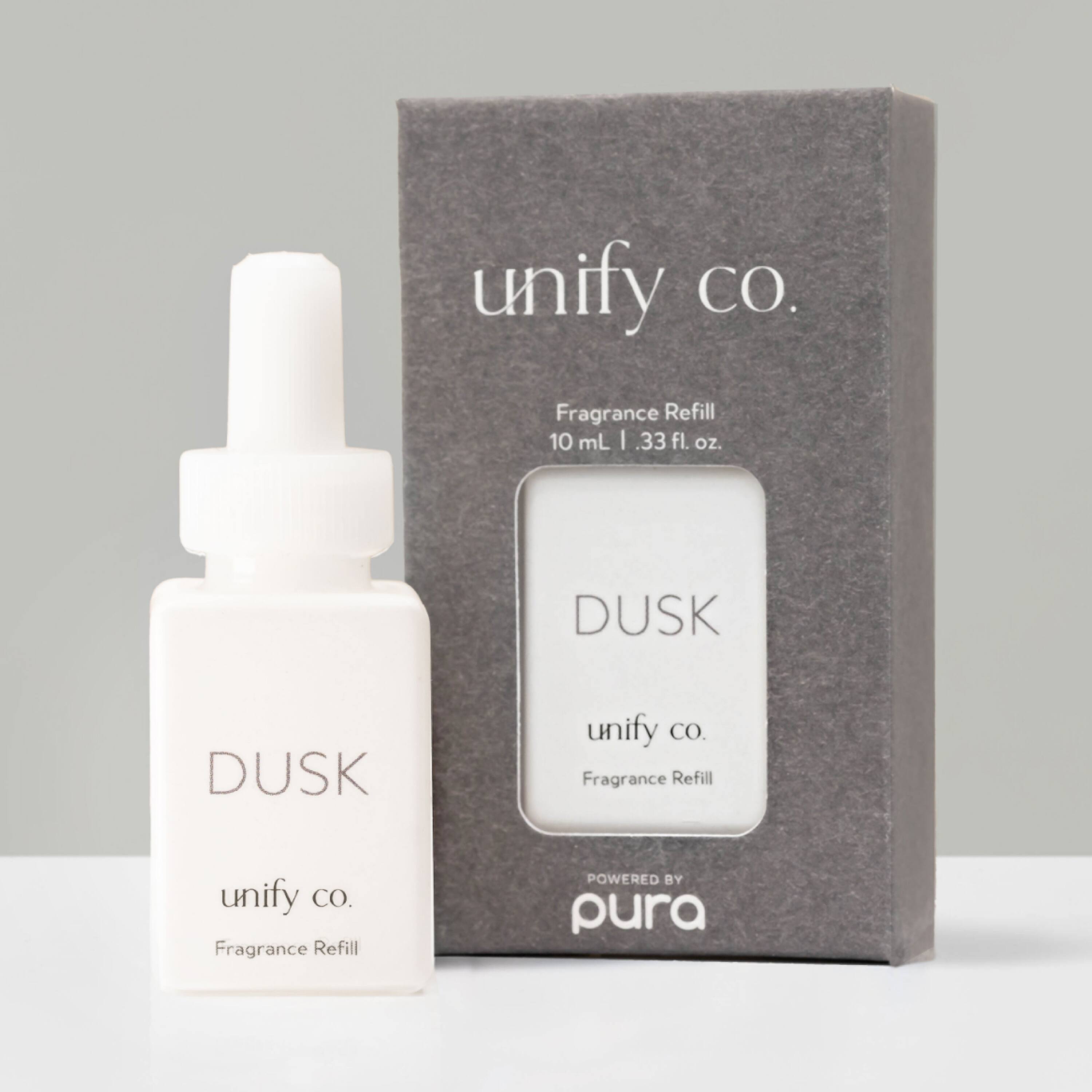 unify CO. Fragrance Refill 10 mL I .33 fl. oz. DUSK DUSK unify CO. Fragrance Refill unify CO. Fragrance Refill POWERED BY pura
