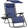 Best Choice Products - Folding Zero Gravity Recliner Patio Lounge Chair w/ Canopy Shade, Headrest, Tray - Navy Blue