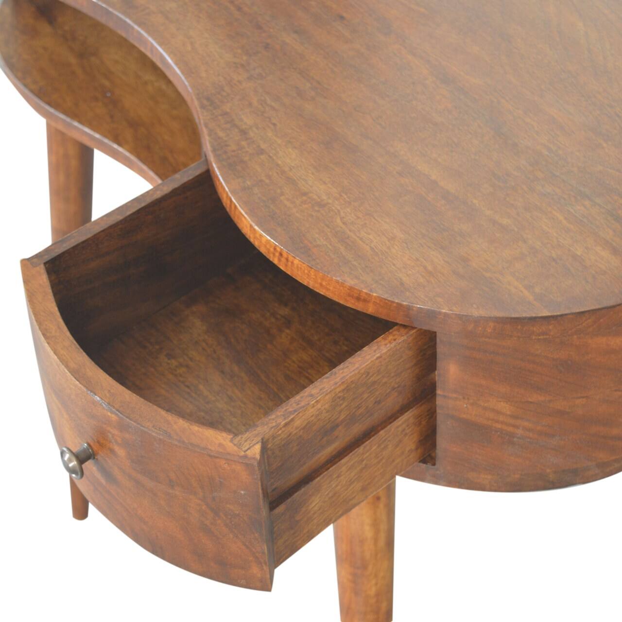 Alt View 2. Artisan Furniture - Artisan Furniture Solid Wood Chestnut Rounded Writing Desk, 1 Drawer, 1 Open Slot, Dark Brown - Dark Brown.