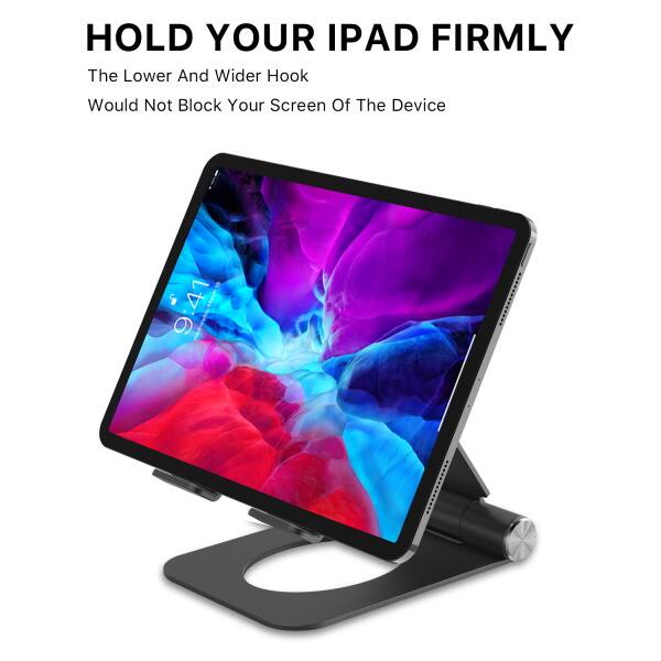 HOLD YOUR IPAD FIRMLY
The Lower And Wider Hook Would Not Block Your Screen Of The Device