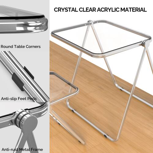 CRYSTAL CLEAR ACRYLIC MATERIAL

Round Table Corners

Anti-slip Feet Peds

Anti-rust Metal Frame