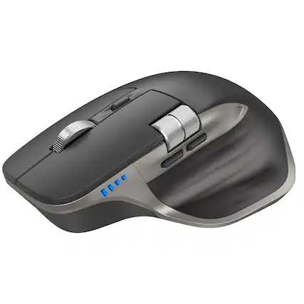 Front. PRIMEPLUS - Wireless Mouse with Rechargeable Ergonomic Optical, Side Scroll, 7 Buttons, Wide Compatibility - Bluetooth & 2.4G - Gray.