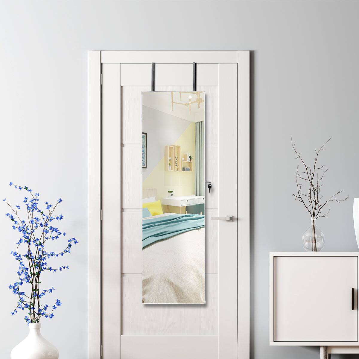 Alt View 4. Costway - Mirrored Jewelry Cabinet Jewelry Organizer w/2 LED Lights White - White.