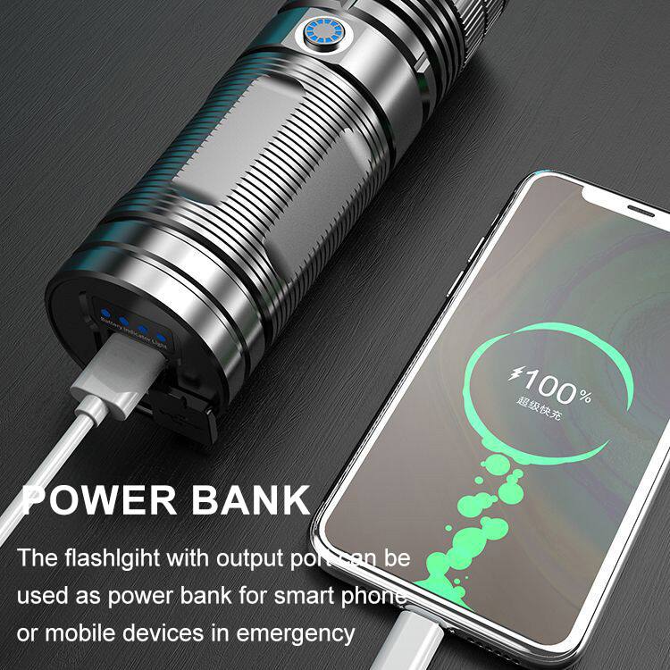 100% POWER BANK

The flashlight with output port can be used as a power bank for smartphones or mobile devices in emergency.