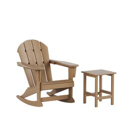 WestinTrends - Malibu Outdoor Patio Rocking Adirondack Chairs with Side Table Set - Weathered Wood