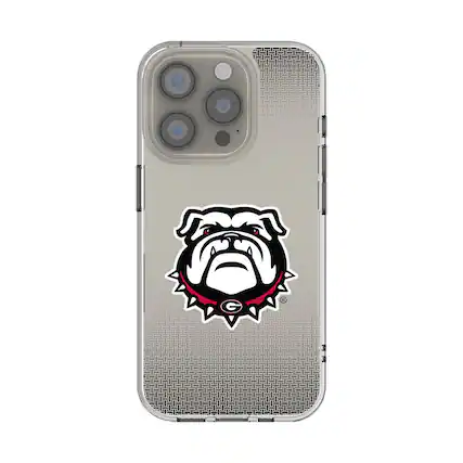 Front. Keyscaper - Georgia Bulldogs Linen Logo iPhone Clear Case - 13 mini - Multicolor.