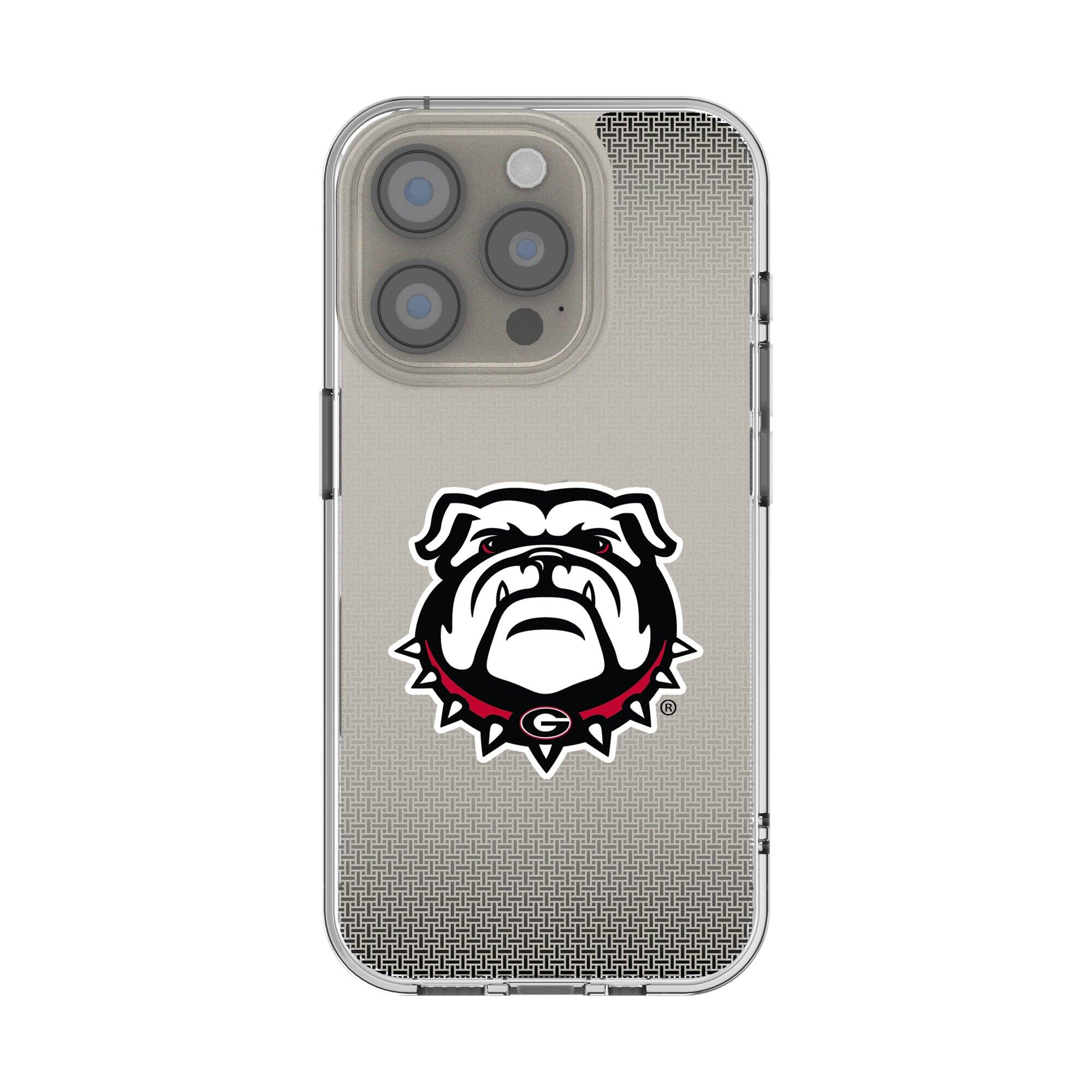 Front. Keyscaper - Georgia Bulldogs Linen Logo iPhone Clear Case - 16 - Multicolor.
