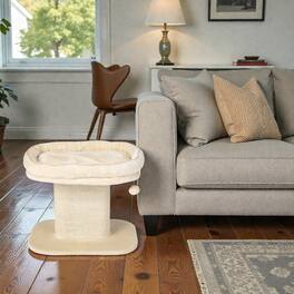 BreeBe - Contemporary Cat Tower with Plush Perch and Sisal Scratching Surface - Beige