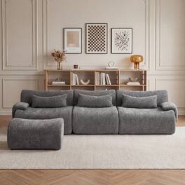 Anysun - Boneless Sofa – 3-Seat High-Quality, Anti-Slip Design, No Assembly, Curved Armrests, Streamlined Design - Gray