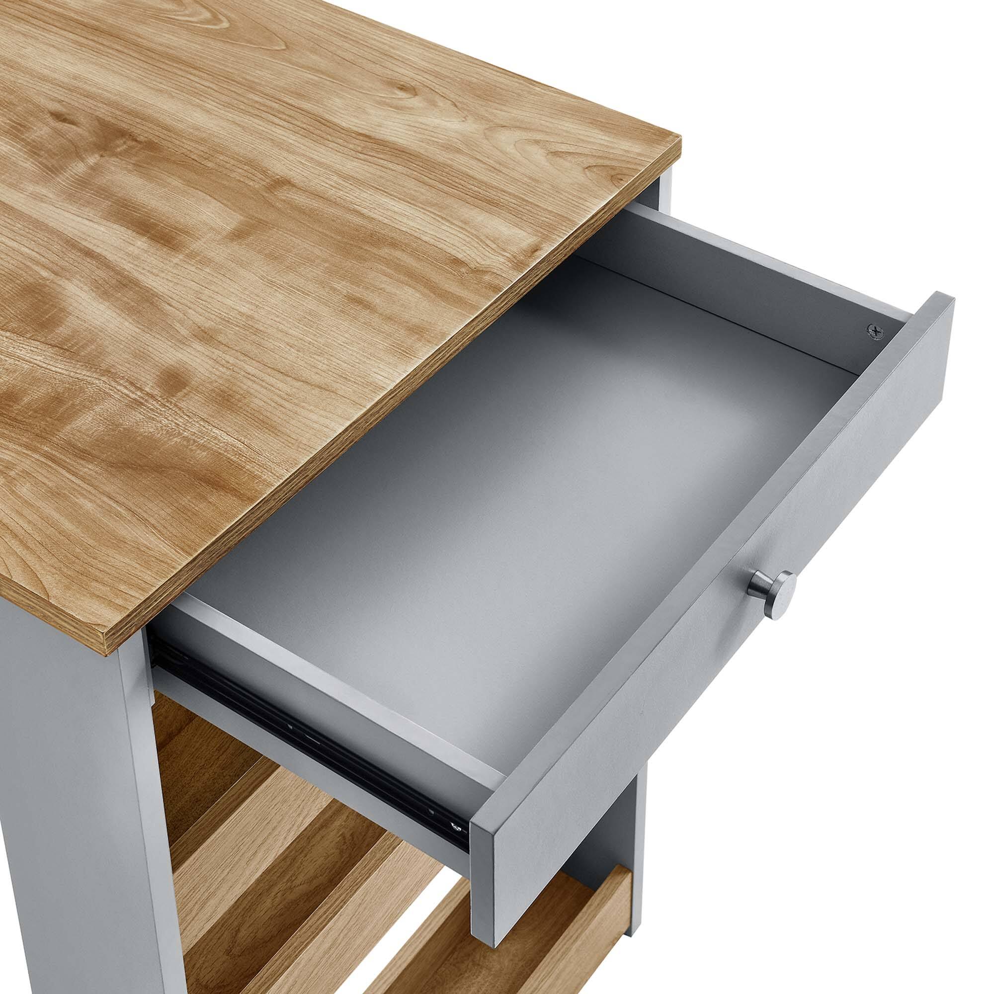 Alt View 8. Modway - Galley 3-Piece Kitchen Island and Stool Set by Modway - Oak Gray.