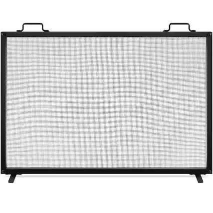 Front. Best Choice Products - Best Choice Products 38x27in Single Panel Fireplace Screen Handcrafted Steel Mesh Spark Guard w/ Handles - Black - Black.