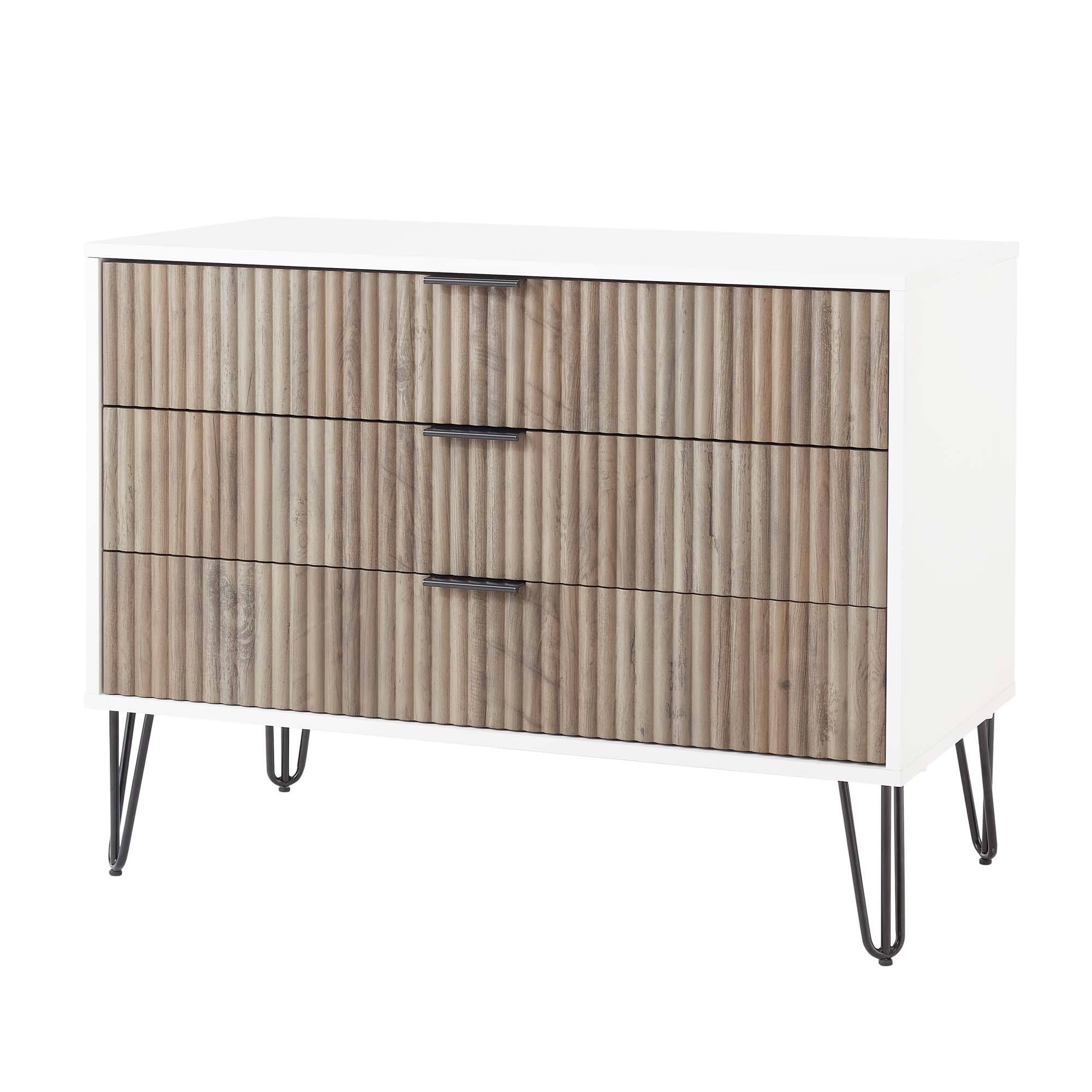 Back. Forest'nSky - Grey Wood 3 drawer 35.19 in. Wide Chest of Drawers for Living Room - Grey.