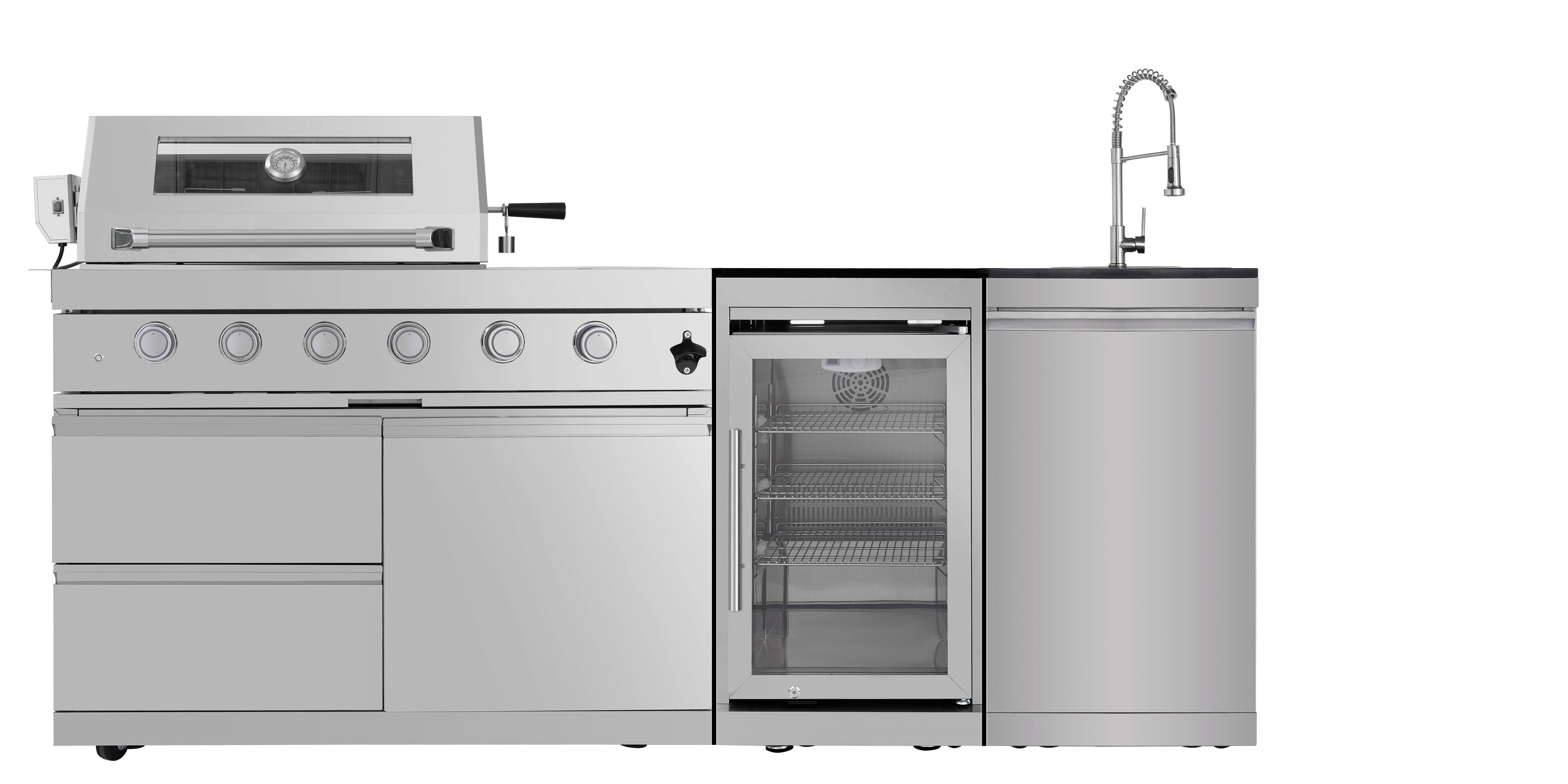 Alt View 1. Siljoy - Single door Fridge Cabinet Outdoor Kitchen Islands - Black,Silver.