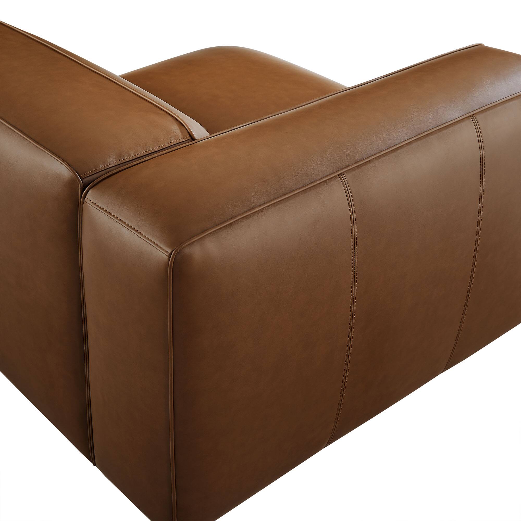 Alt View 3. Modway - Auren Upholstered Vegan Leather Modular Left Armchair by Modway - Brown.