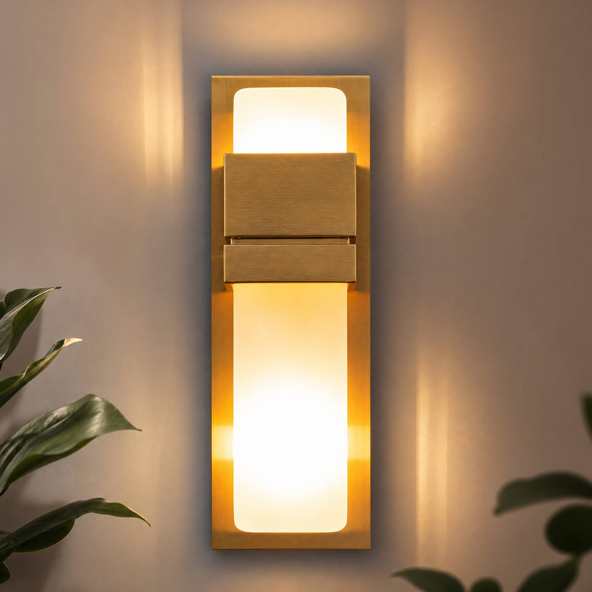 Angle. Siljoy - 13.8 Inch Vertical Natural Onyx Wall Sconce Brushed Gold Square Alabaster Wall Light for Bedroom Hallway Villa - Gold.