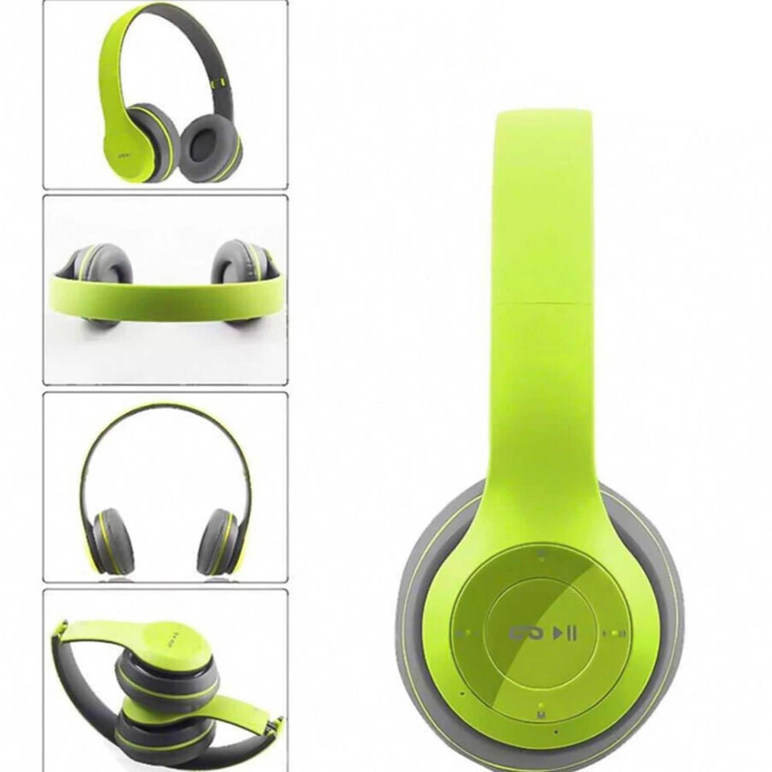 Front. Stock Preferred - Wireless Bluetooth Headphones with Mic - Green.
