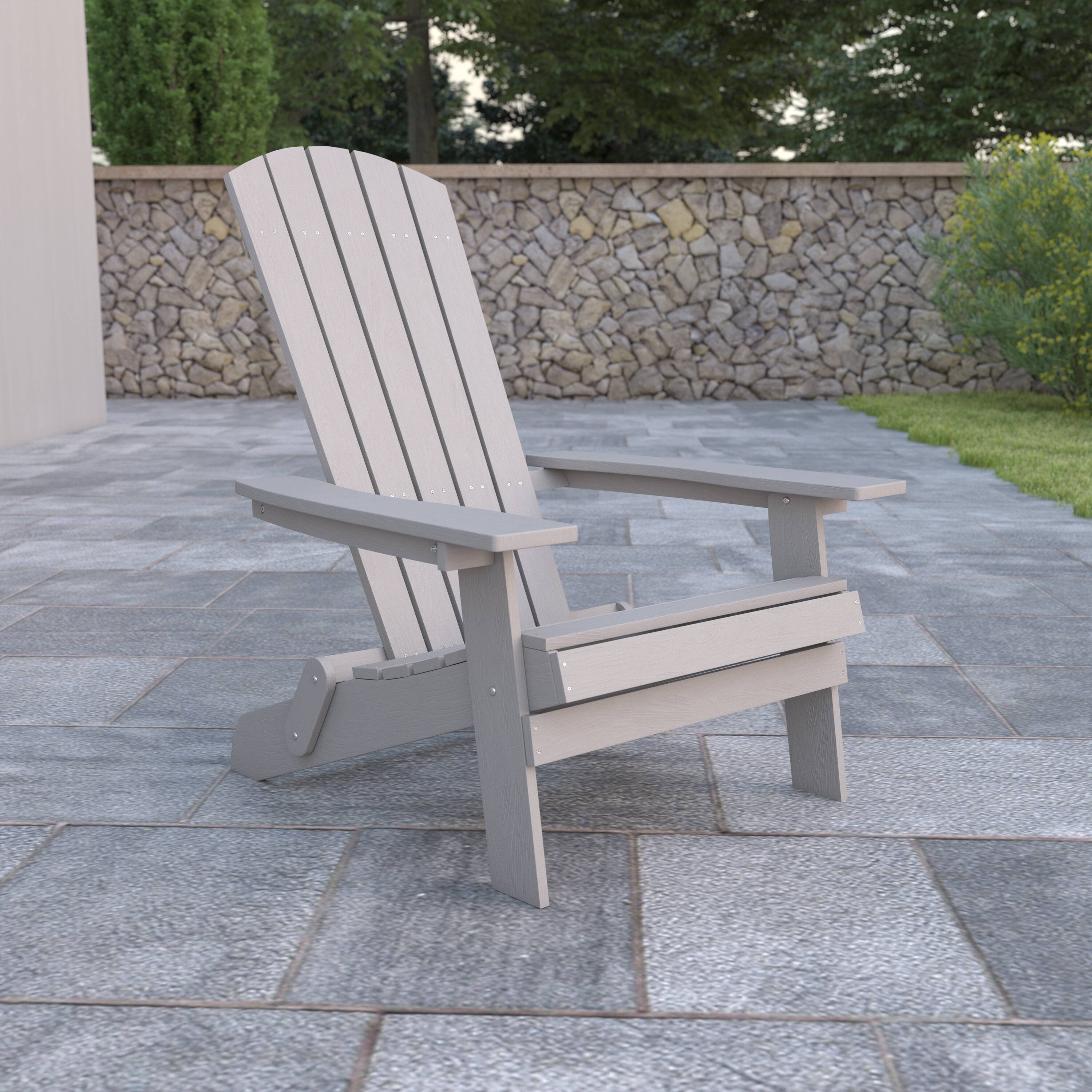 Alt View 1. Emma + Oliver - All-Weather Poly Resin Folding Adirondack Chair - Patio Chair - Gray.