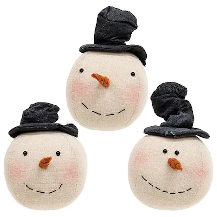 Front. BreeBe - Stuffed Floppy Hat Snowman Head Sitter 3 Asstd. - White, Black.