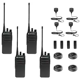 Motorola - CP100D Analog UHF Non-Display Two-Way Radio, 16-Channel, 4-Pack with Remote Speaker Microphones - Black