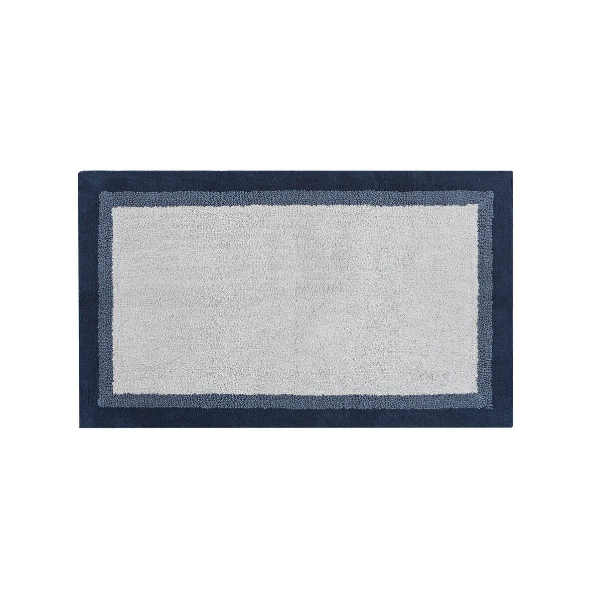 Front. APRILSOUL - 100 Cotton Tufted Bath Mat 05 Medium Pile Soft Absorbent Quick Dry Non Skid - Navy.