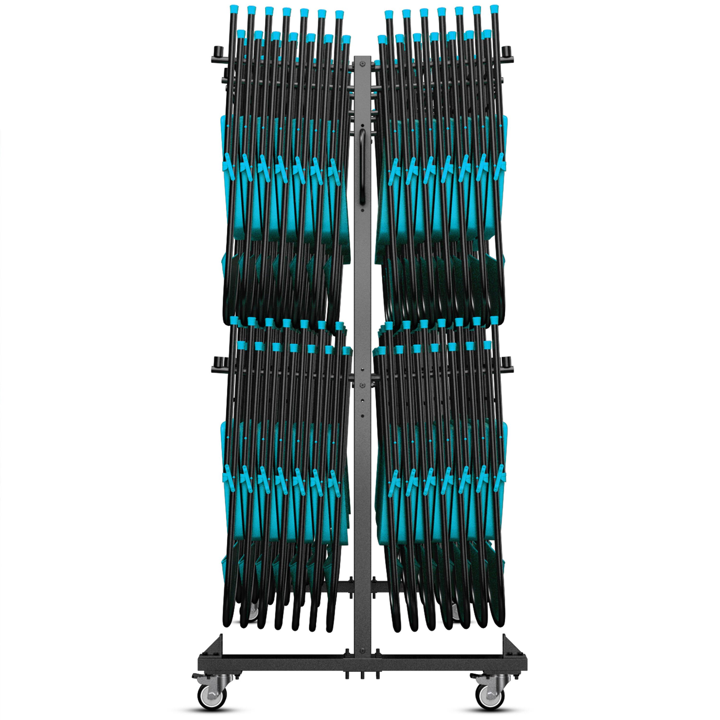 Alt View 8. Emma + Oliver - Kirk Heavy Duty Folding Table and Chairs Mobile Cart with Locking Wheels and Included Outdoor Cover and Bungee Cords - Black.
