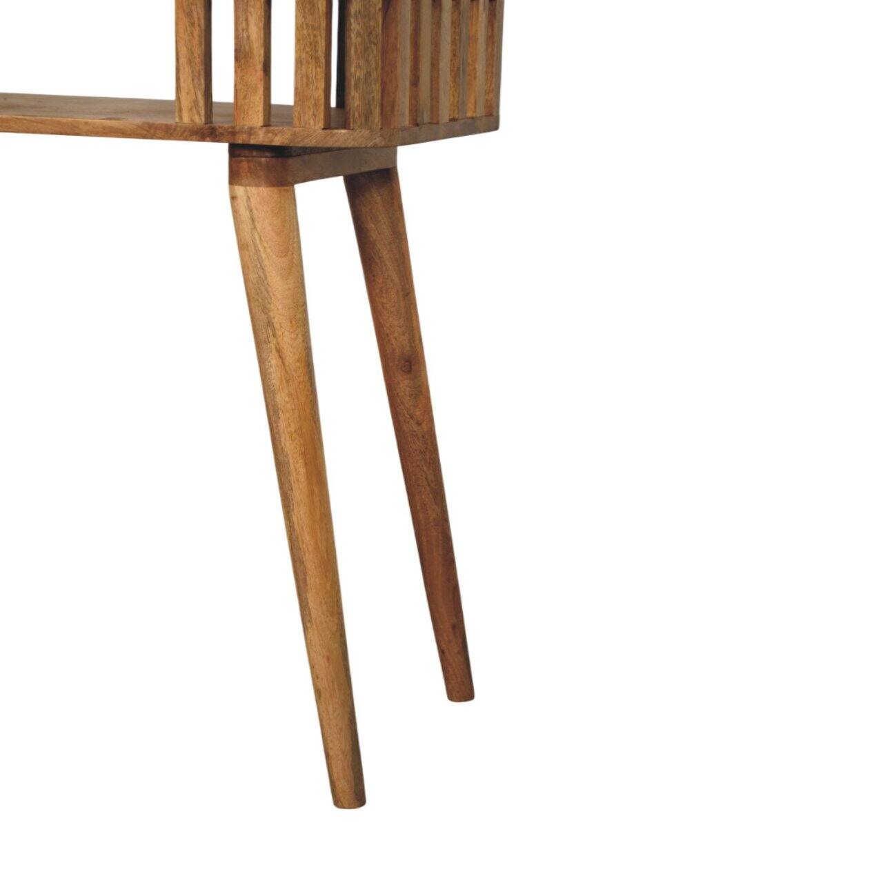 Alt View 4. Artisan Furniture - Artisan Furniture Solid Wood Slatted Oak-ish Console, 1 Shelf, Brown - Brown.