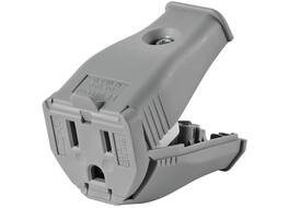 Leviton - 15 Amp NEMA 5-15R Hinged Receptacle Connector - Gray