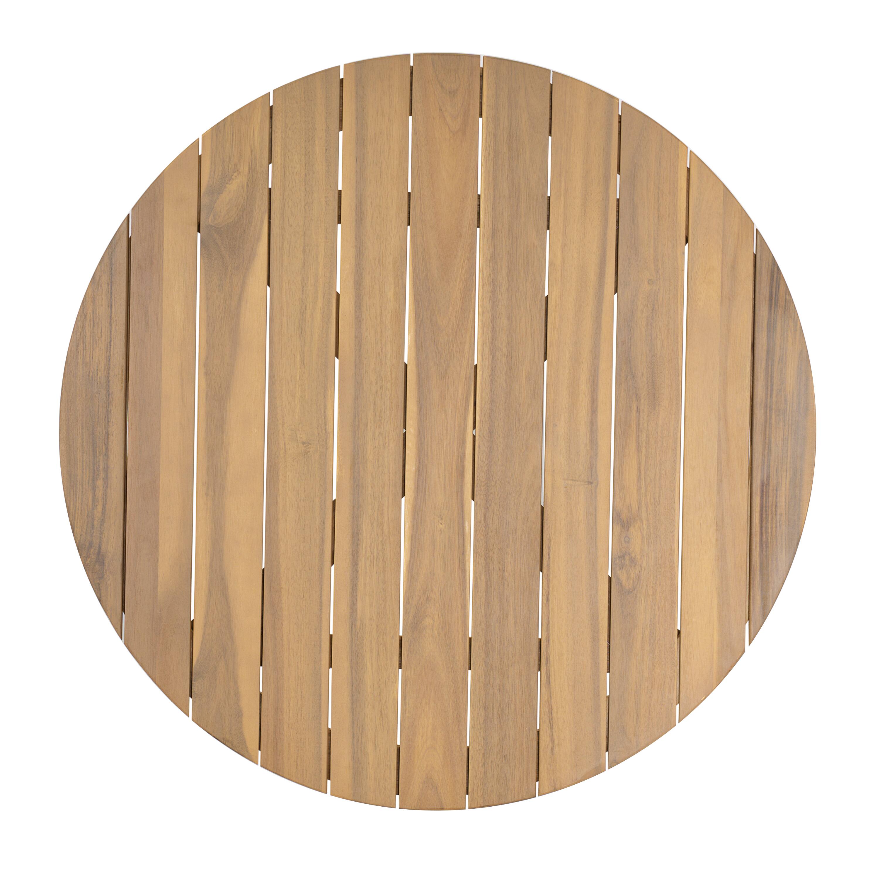 Back. Mondawe - 4 Piece Outdoor Patio Acacia Wood Chat Set with Cushion - Beige+Black.