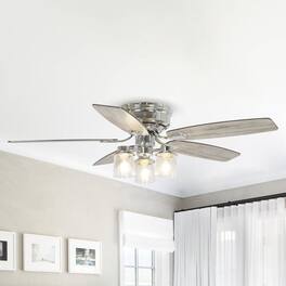 Parrot Uncle - 52" Modern 5-Blade Ceiling Fan with Remote Control - Chrome