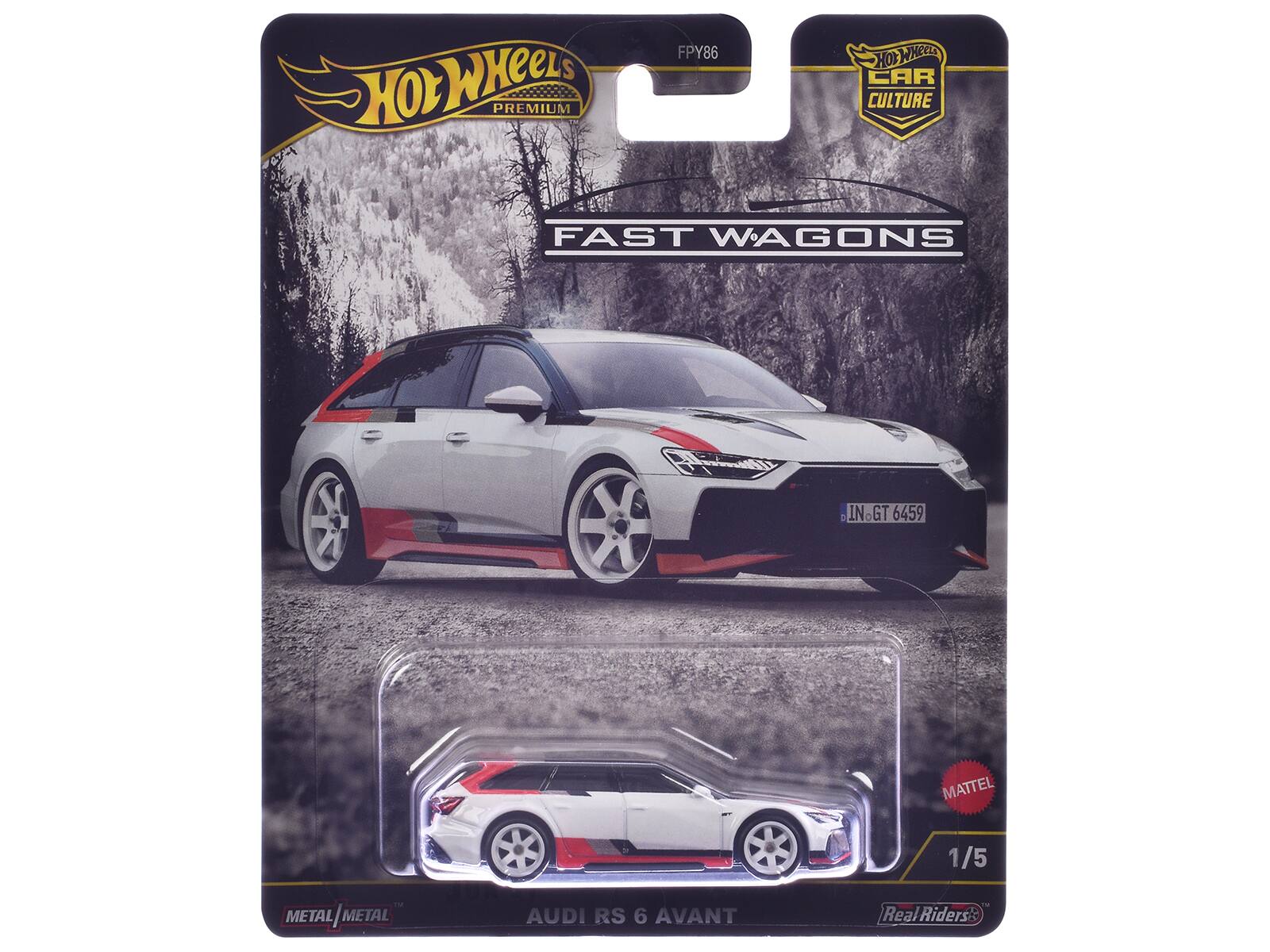 Hot Wheels Premium FPY86 Hot Wheels Car Culture Fast Wagons 3 IN GT 6459 Mattel 1/5 TM Metal/Metal Metal/Metal Audi RS 6 Avant - Real Riders