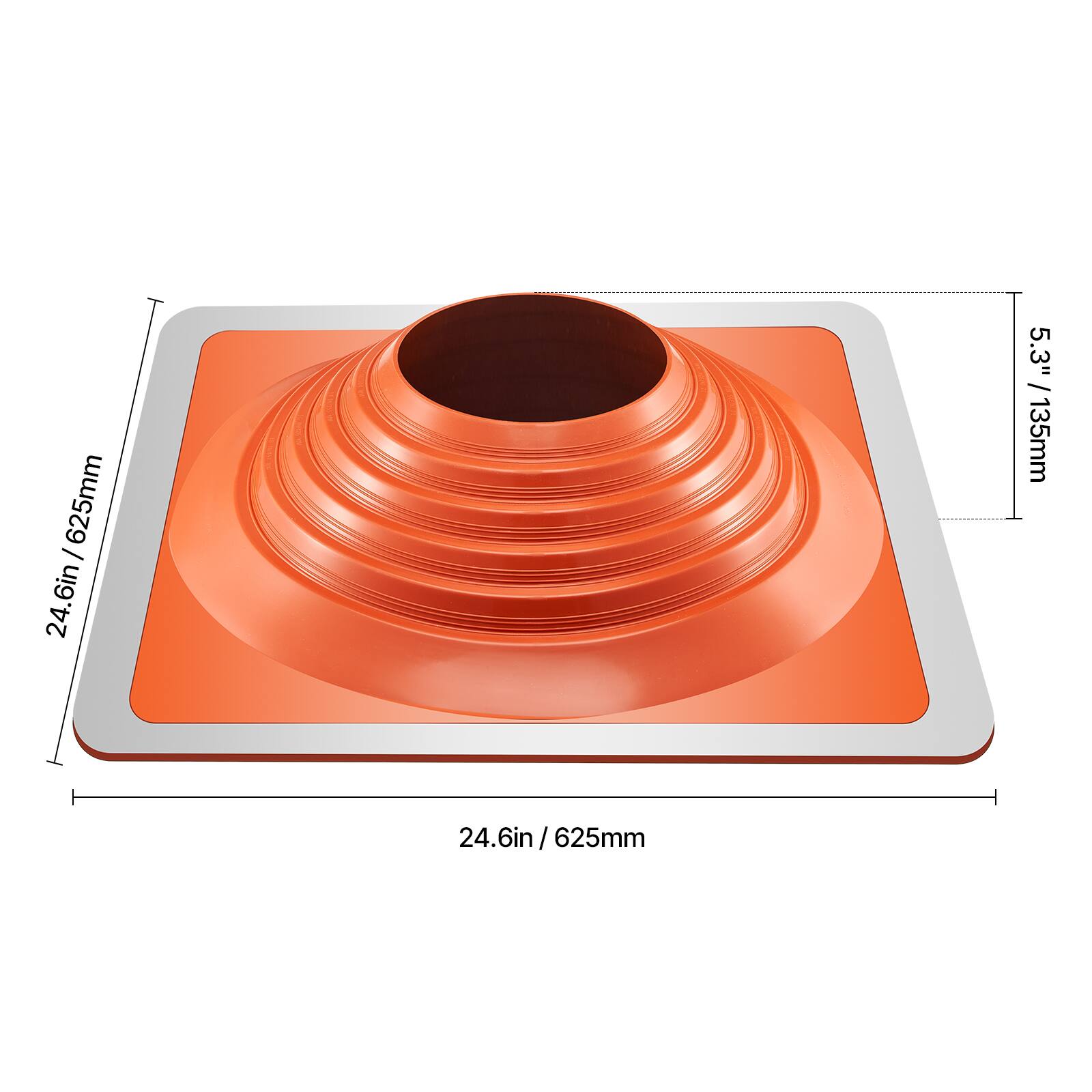 24.6in / 625mm  
5.3" / 135mm