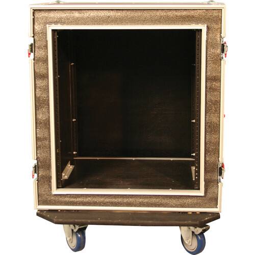 Alt View 2. Gator - 12U Shock-Absorbing Wood Flight Rack Case with Casters, 9mm Plywood and Front/Rear Rails.