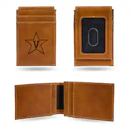 Rico Industries - Vanderbilt Commodores Laser Engraved Brown Front Pocket Wallet/Money Clip - Multi